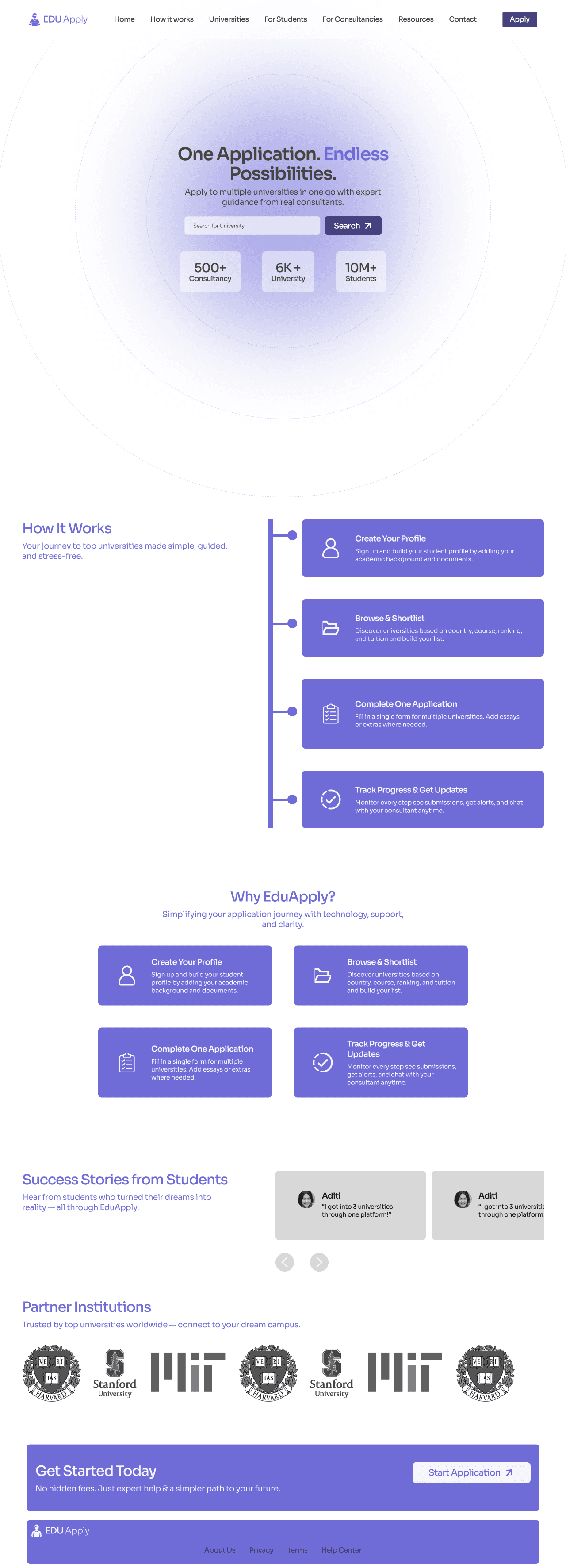 EduApply Full Page Preview